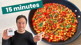 Recette en 15 minutes chrono  Pois chiche à la catalane [upl. by Fiorenze]