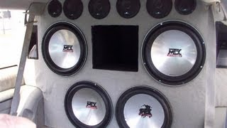 4  MTX 9500 15quot SUBWOOFER WALL 2  POWER ACOUSTIK 3000DB LOUD CAR AUDIO [upl. by Zitella330]