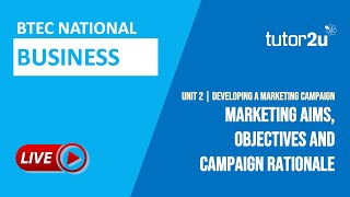 Marketing Aims Objectives amp Campaign Rationale  BTEC National Business Unit 2 [upl. by Mord556]