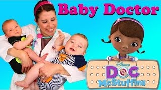 Baby Doctor Newborn Check Up 2 Babies Dr Sandra McStuffins Hospital Visit Shots Weight DisneyCarToys [upl. by Allyce]