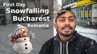 Bucharest First Day Snowfalling  Romania Snow Day [upl. by Ashjian896]