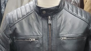 Best Leather Black Motorcycle Biker Jacket  Budget Leather Jacket  Genuine sheepskin jacket UK [upl. by Ailliw]