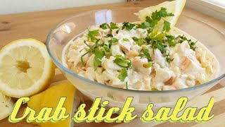 Crab Stick Salad recipe  🦞🥗🌽🌶🍋 Šalát z krabích prstovLight food [upl. by Aicilec]