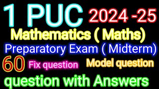 1st PUC maths important questions midterm exam 2024 model question paper [upl. by Happ]