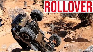 Jeep Rollover on High Dive Behind The Rocks Trail in Moab Utah [upl. by Neeroc]