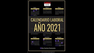 CALENDARIO LABORAL 2021  Días Festivos Nacionales para 2021 ¡DEBES VERLO [upl. by Hermione448]