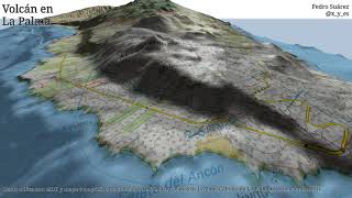 Volcán de La Palma vuelo 3D suroeste y colada de lava [upl. by Wauters]