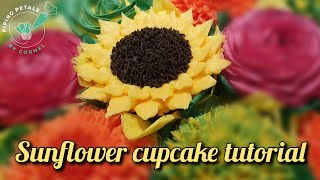 Sunflower cupcake tutorial [upl. by Hnacogn]