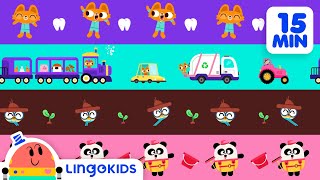 ABC TRAIN SONG 🚂  More vehicle songs for kids  Lingokids [upl. by Inuat]