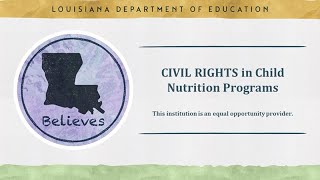 SFS Training  Civil Rights in Child Nutrition Programs  March 30 2021 [upl. by Notgnihsaw]