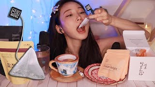 ASMR 신기한 티타임😋찻잔과 티백 먹방😋Edible Tea bag and Teacup 食用茶杯 食用茶包 食用ティーバッグ 食用マグ [upl. by Tnaryb106]