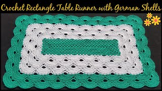 Crochet Rectangle Table Runner with German Shells [upl. by Doreen626]