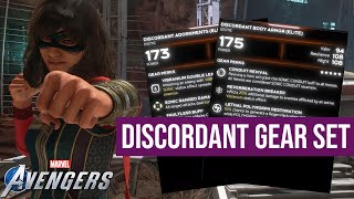 Marvels Avengers  Gear Guide Ms Marvel Kamela Khan  Discordant Gear Set [upl. by Narrat]