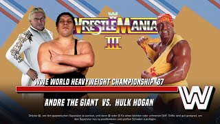 Andre The Giant VS Hulk Hogan  World Heavyweigt Championship  Wrestlemania 3  W2K24 [upl. by Attelrahs]