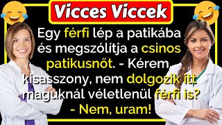 🤣 Vicces Viccek Kissé zavarban lévő férfi lép a patikába és megszólítja a csinos patikusnőt 😂 [upl. by Jerrilee]