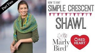 How to Knit Simple Crescent Shawl Part 2 Two Yarn Over Eyelet Row [upl. by Shanna]