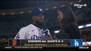 Teoscar Hernández on fourth home run of the season Dodgers postgame interview 2024 [upl. by Dougy]