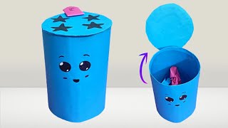 How to make trash bin from plastic bottle  diy trash bin cardboard  craft ideas [upl. by Ardnekahs]