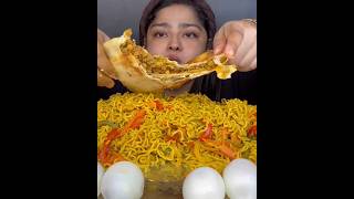 12 PACKET VEGETABLE MAGGI WITH 20 BOILED EGGS AND CHICKEN CHEESE CREPE WRAPS SPICY EXTRA GRAVYASMR [upl. by Placeeda]