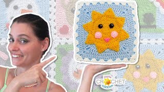 Sunshine Square  June Fancy Granny Calendar Blanket  Crochet Pattern [upl. by Ellennod533]