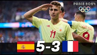 ESPAÑA vs FRANCIA  5  3   Goles y Resumen del partido  FINAL JUEGOS OLIMPICOS 2024 [upl. by Ahsaeyt]