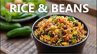 Mexican Inspired Rice and Beans Recipe 🪅 Healthy One Pot Black Bean Vegan Food Super Easy [upl. by Lindberg]