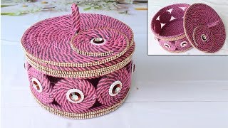 Simple way to make jewelry box with wool and black plastic ropes [upl. by Refotsirc]