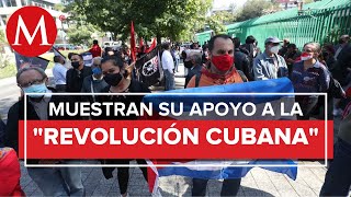 Simaptizantes y opositores de Díaz Canel protestan en la embajada de Cuba [upl. by Oiralednac]