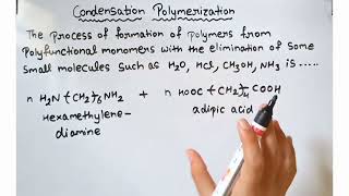 Condensation polymerization introduction to polymer chemistry class 12 [upl. by Clarkin]