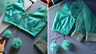 Beautiful DIY Net Tassels design cutting and stitching Blouse Latkan design fabric Tassels design [upl. by Eenert]