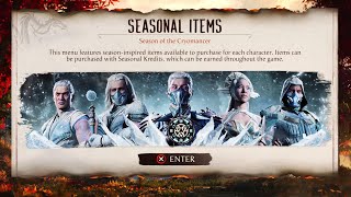 MK1  Season 3 SEASON OF THE CRYOMANCER Seasonal Items Showcase [upl. by Danby592]