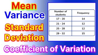 Calculate Variance Standard DeviationCoefficient of Variation and Mean For Grouped data in English [upl. by Aztiray]