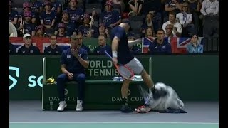 Andy Murray furiously kicks bag as Davis Cup tempers flare in tense match【News】 [upl. by Enar]