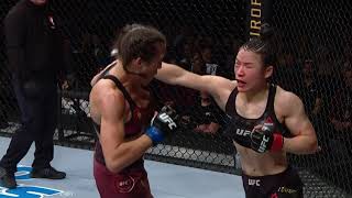 Zhang Weili vs Joanna Jedrzejczyk  All significant strikes [upl. by Rhiana]