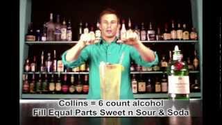 DIVE BARTENDING Tom Collins Drink Recipe [upl. by Lewej136]