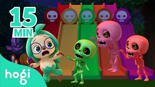 Learn Colors with Halloween Skeleton amp Slide  15min  Halloween Songs for Kids  Pinkfong Hogi [upl. by Ynohtnacram]