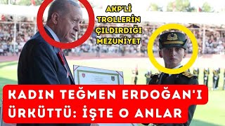 AKPLİ TROLLERİN ÇILDIRDIĞI ASKERİ MEZUNİYET Kadın teğmenin selamı Erdoğanı ürküttü İşte o anlar [upl. by Ebanreb389]