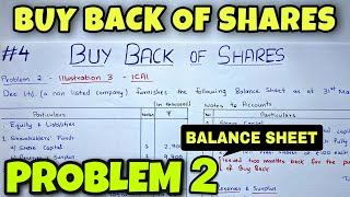 4 Buy Back of Shares  Problem 2  With Balance Sheet  By Saheb Academy [upl. by Ysak]