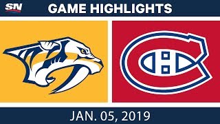 NHL Highlights  Predators vs Canadiens  Jan 5 2019 [upl. by Gersham]