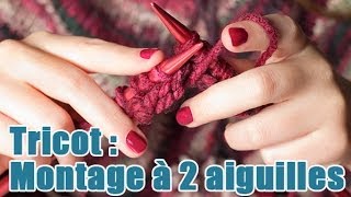 Tricot  Réaliser un montage à deux aiguilles [upl. by Daveta]