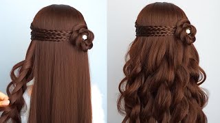 Easy And Unique Hairstyle For Wedding And Prom  Waterfall Braid Half Up Half Down [upl. by Merrick593]