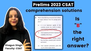 UPSC Prelims 2023  CSAT Comprehension Solutions [upl. by Yesnik]