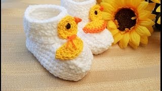 Crochet Glamas Rubber Ducky Baby Booties [upl. by Blockus850]