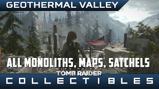 Rise of the Tomb Raider  Geothermal Valley Monoliths Maps Explorer Satchels Locations Guide [upl. by Johny821]