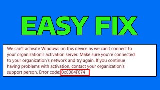 How To Fix Windows Activation 0xc004f074 Error Code [upl. by Riada]