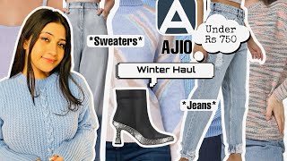 Ajio Winter Wear Haul Under Rs 750 Upto 90 OFF Cozy Sweaters Jeans Boots amp More Renigraphy [upl. by Jake]