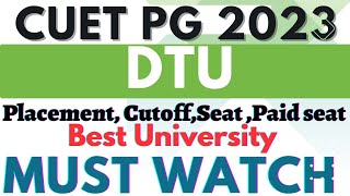 DTU PG Update ☝️ Complete Details CutoffSeat fees Structure Courses Expected cutoff cuet2023 [upl. by Ximena]