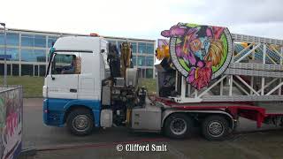 Kermis Hoofddorp 2018 Transport en opbouw deel 3 [upl. by Nahsyar]