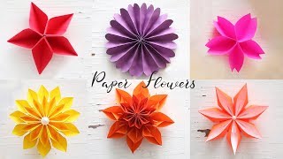 6 Easy Paper Flowers  Flower Making  DIY [upl. by Harbert]