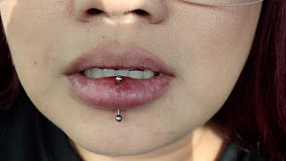 VERTICAL LABRET PIERCING HEALING UPDATE 3 DAYS LATER [upl. by Whall919]